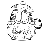 coloriage garfield dans la boite a cookies